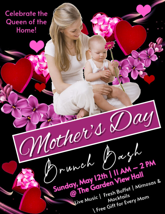 Black Maximalist Mother’s Day Brunch Bash Flyer (us Letter) template