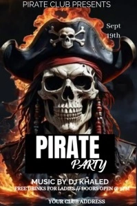 Black Maximalist Mp4 Video Of Postermywall Pirate Party Design Flyer/template  Poster Póster