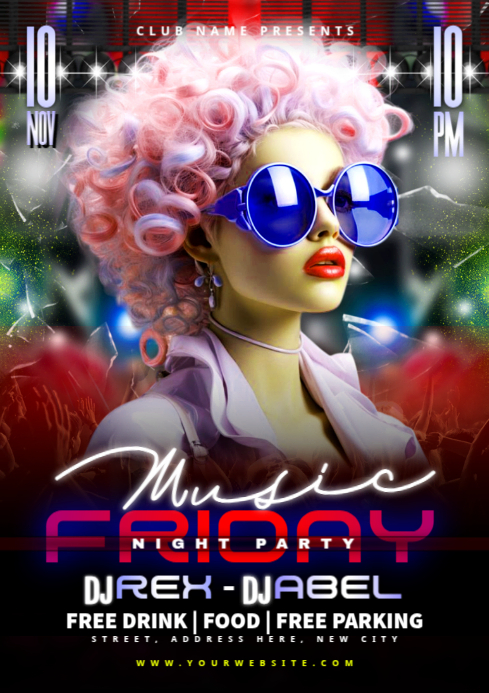 Black Maximalist Music Friday Night Party A4 Template | PosterMyWall