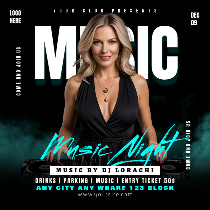 Black Maximalist Music Night | Dj Music Instagram Post template