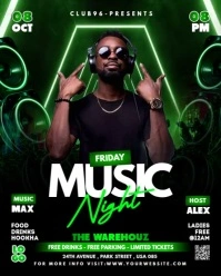 Black Maximalist Music Night Party Flyer Instagram Portrait template