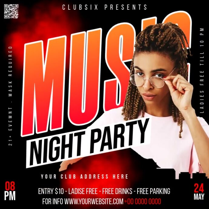 Black Maximalist Music Night Party Instagram Post Template | PosterMyWall