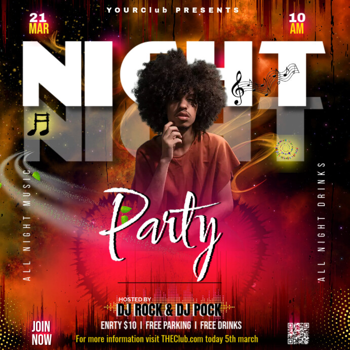Black Maximalist Music Night Party Instagram Post Template | PosterMyWall