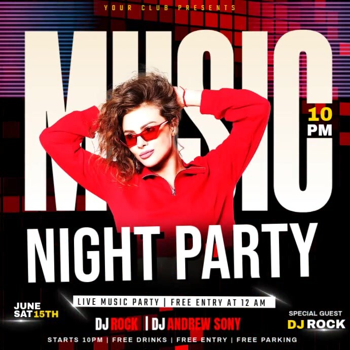 Plantilla de Black Maximalist Music Night Party Instagram Post ...