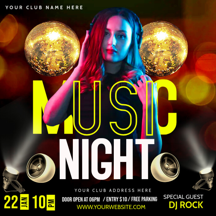Black Maximalist Music Night Party Instagram Post Template | PosterMyWall