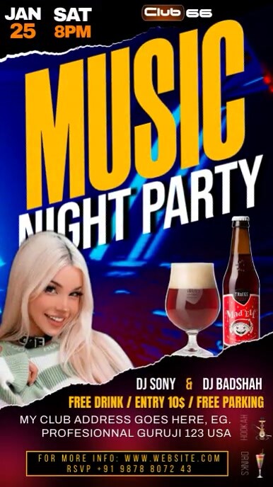 Black Maximalist Music Night Party Instagram Template | PosterMyWall