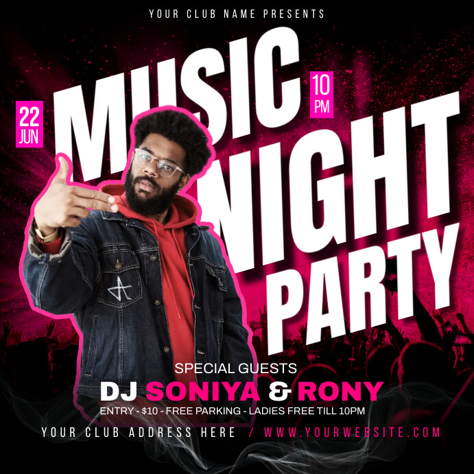 Black Maximalist Music Night Party Instagram Template | PosterMyWall