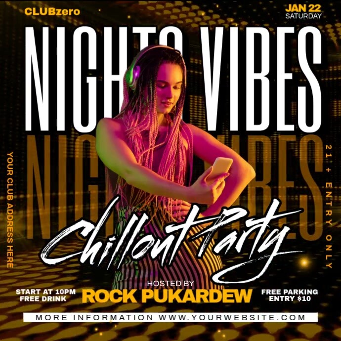Black Maximalist Music Night Party Instagram Post Template | PosterMyWall