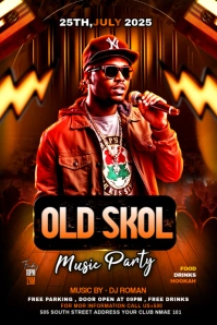 Black Maximalist Music Party Flyer Banner 4' × 6' template