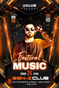 Black Maximalist Music Party Flyer Banner 4' × 6' template