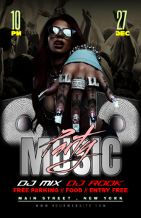 Black Maximalist Music Party Half Page Wide Halv side bred template