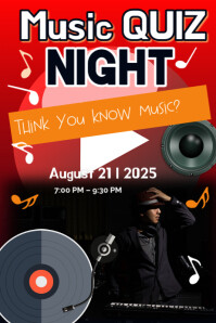 Black Maximalist Music Quiz Night Poster template