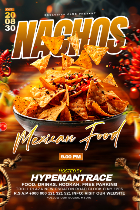 Black maximalist nachos mexican food event banner 4' × 6' Template ...