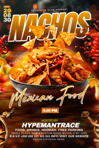 Black Maximalist Nachos Mexican Food Event Banner 4' × 6' template