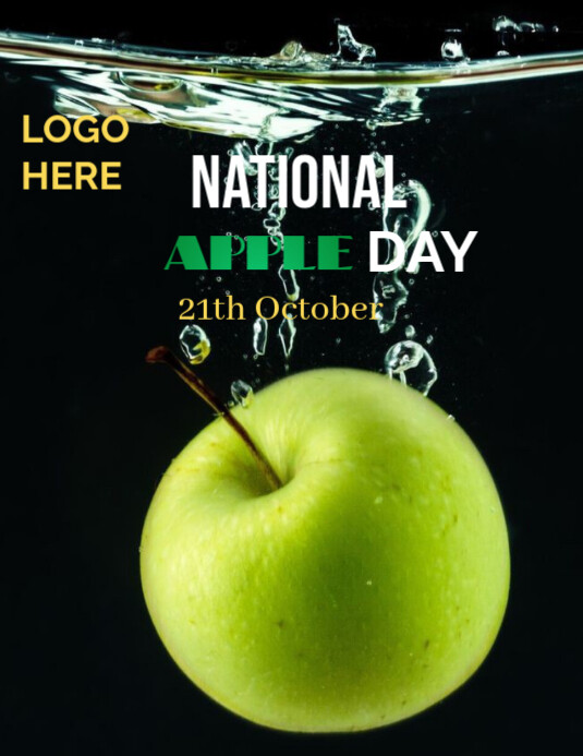 Black Maximalist National Apple Day Flyer (us Letter) Template