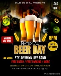 Black Maximalist National Beer Day Party Flyer Instagram Portrait template