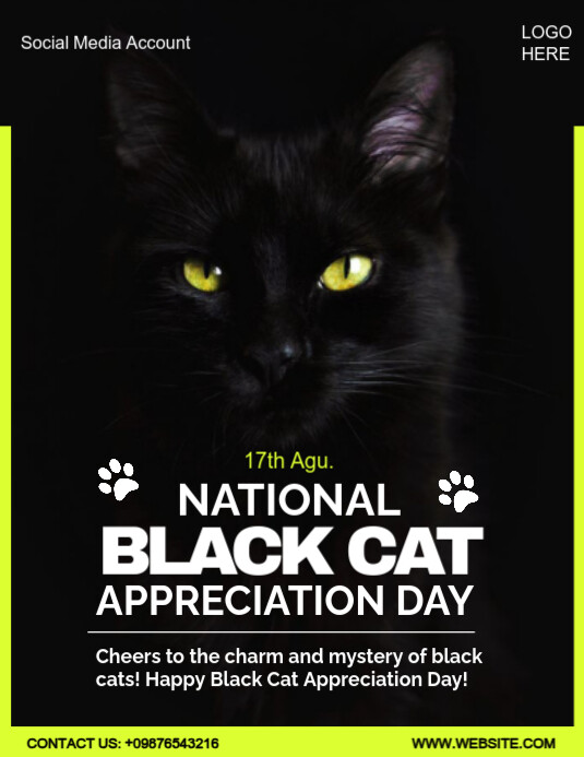 Black Maximalist National Black Cat Appreciation Day Flyer (us Letter ...