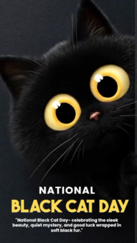 Black Maximalist National Black Cat Day Instagram Reel template