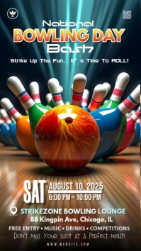 Black Maximalist National Bowling Day Instagram Story template