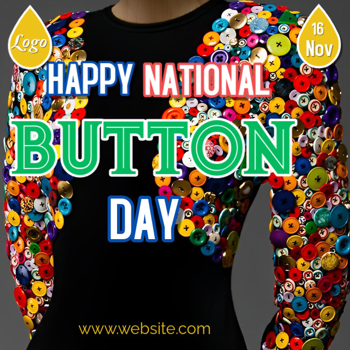 Black Maximalist National Button Day  Album Cover template