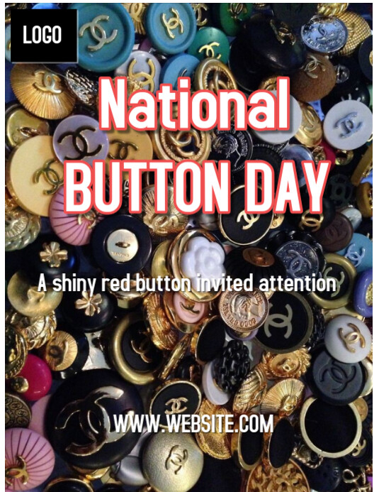 Plantilla de Black Maximalist National Button Day Design Template Flyer ...