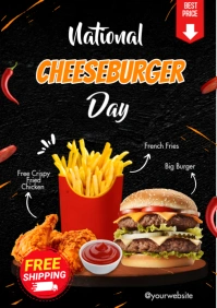 Black Maximalist National Cheeseburger Day A4 template