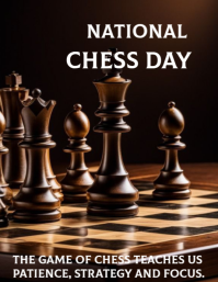 Black Maximalist National Chess Day Flyer (us Letter) template