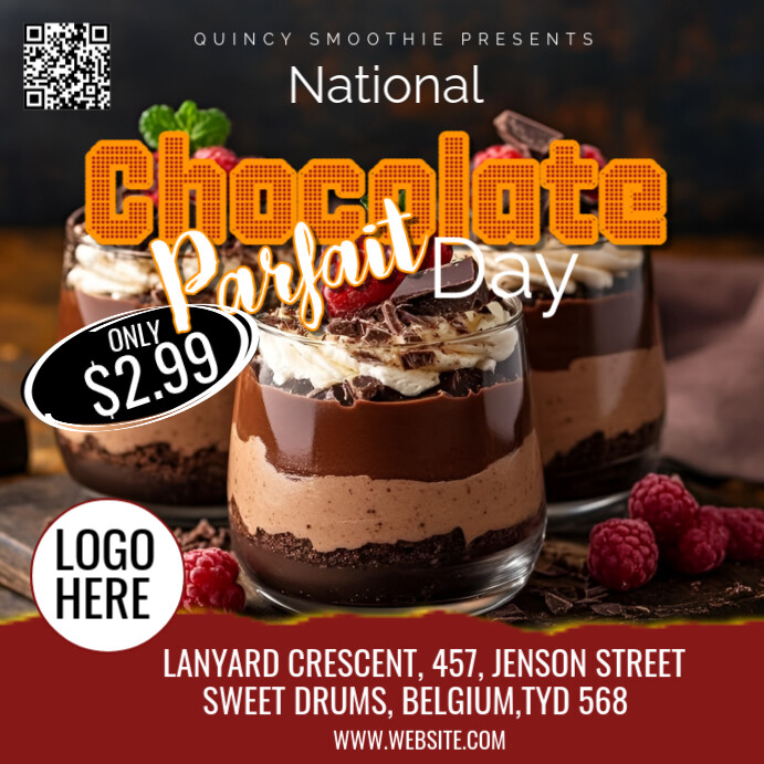 Black Maximalist National Chocolate Parfait Day Instagram Post Template ...