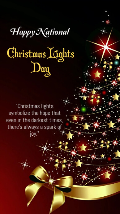 Black Maximalist National Christmas Lights Day  Digital Display (9:16) template