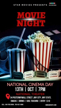 Black Maximalist National Cinema Day  Digital Display (9:16) template