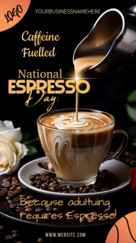 Black Maximalist National Espresso Day Digital Display (9:16) template