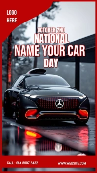 Black Maximalist National Name Your Car Day  Digital Display (9:16) template