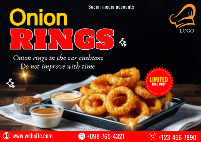 Black Maximalist National Onion Ring Day/ Onion Rings  Postcard Postal template