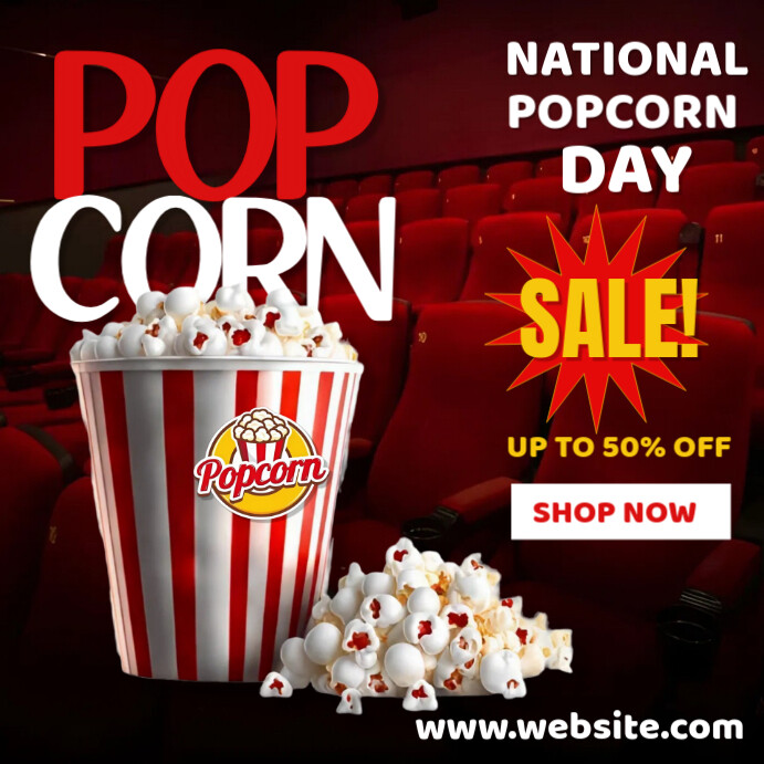 Modèle Black Maximalist National Popcorn Day Sale Template Instagram ...