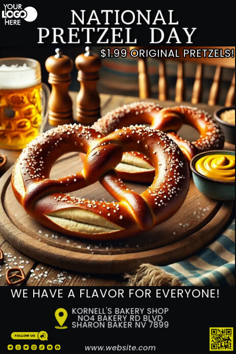Plantilla de Black Maximalist National Pretzel Day Poster | PosterMyWall