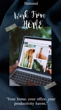 Black Maximalist National Work From Home Day Reel de Instagram template