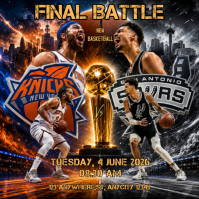 Black Maximalist NBA Basketball Final Battle Instagram Post template