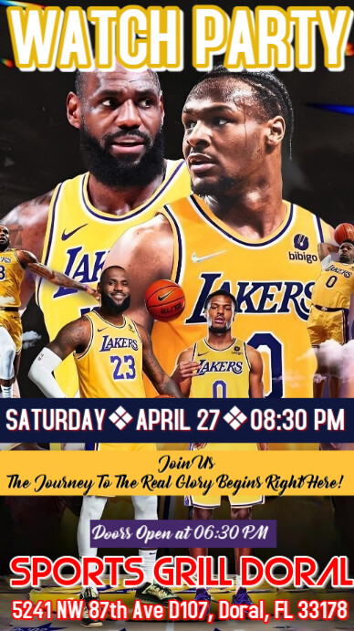 Plantilla de Black Maximalist Nba Playoffs 2025: Lakers Watch Party ...