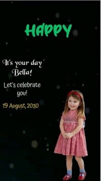Black Maximalist Neon Birthday Video Design Post  Digital Display (9:16) template