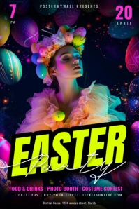 Black Maximalist Neon Easter Party  Poster Affiche template