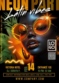 Black Maximalist Neon Orange And Yellow A4 template