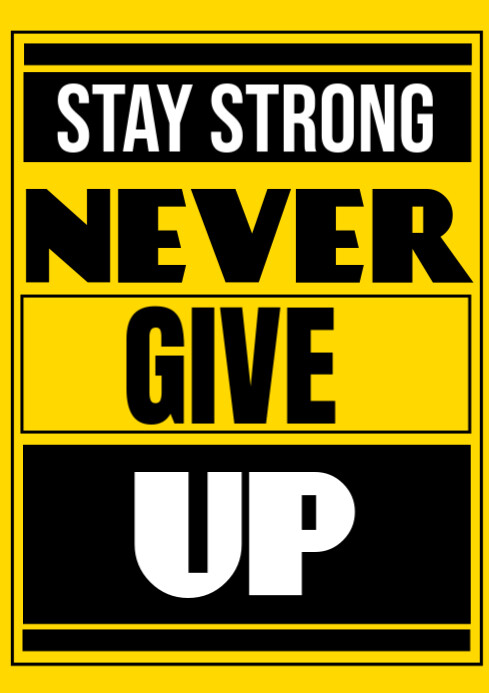 Black Maximalist Never Give Up Wall Art A4 template