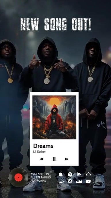 Black Maximalist New Song Out Digital Display (9:16) template
