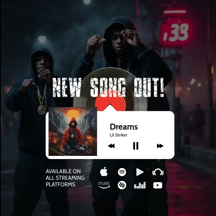 Black Maximalist New Song Out Square (1:1) template