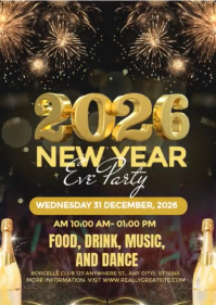 黑色 New Year Celebration A6 Template