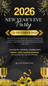 Black Maximalist New Year's Eve Party  Facebook Story template