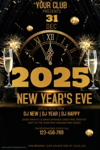 Black Maximalist New Year's Eve Party Flyer Design Template Pinterest Graphic