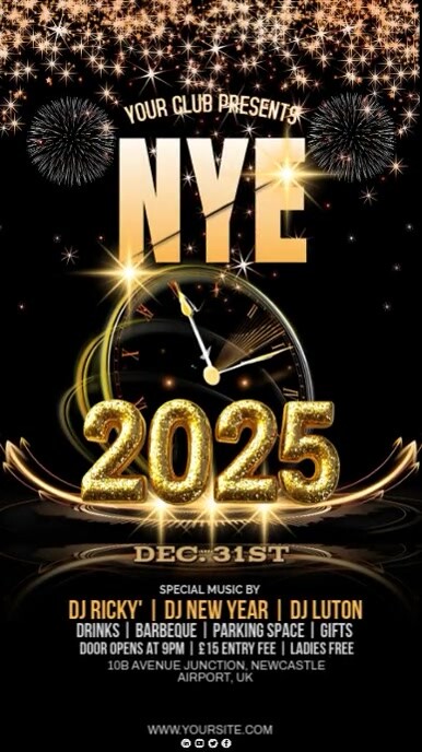 Black Maximalist New Year's Eve Celebration  Instagram Story template