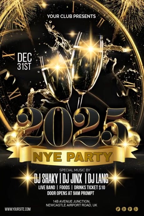 Black Maximalist New Year's Eve Celebration Party  Poster Plakat template