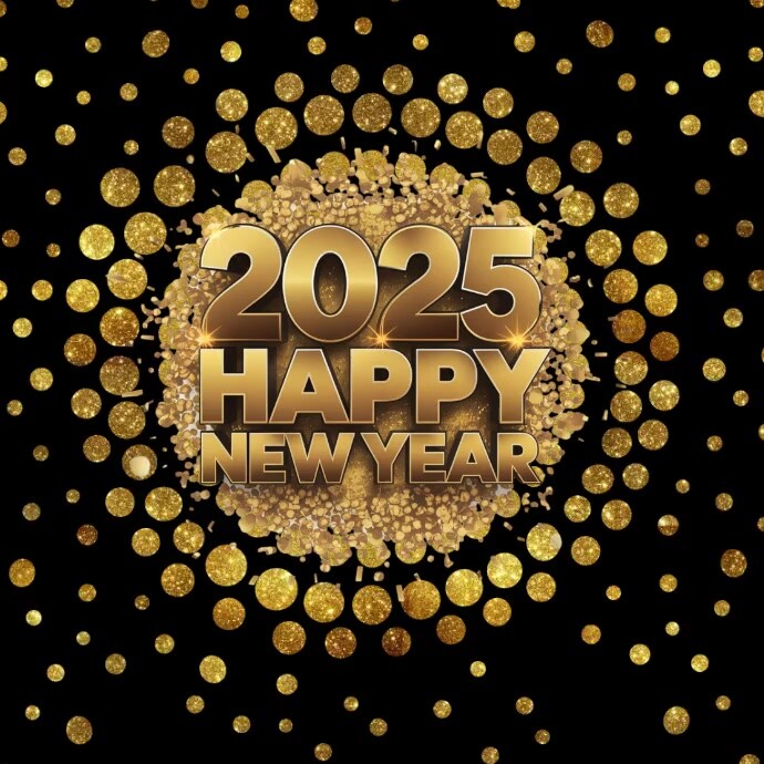 Black Maximalist New Year 2025 Greeting Card Instagram Post Template ...